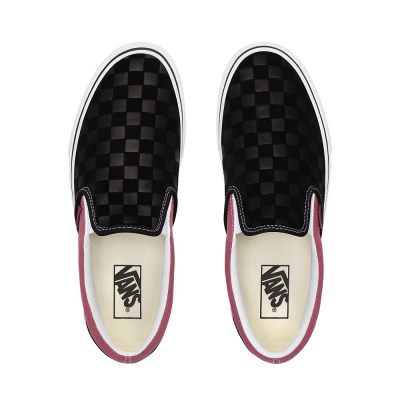 Vans Deboss Checkerboard Classic Slip-On - Kadın Slip-On Ayakkabı (Siyah)